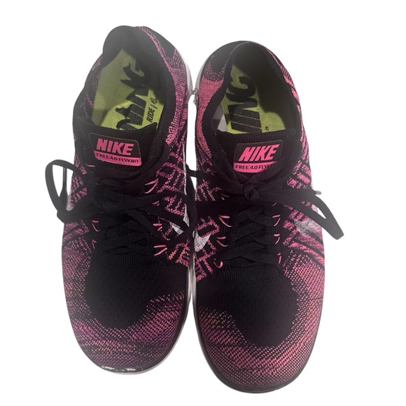 Nike Free 4.0 Flyknit Running Shoes Womens 8 Pink Walking Comfort Sneaker Active - Picture 4 of 8
